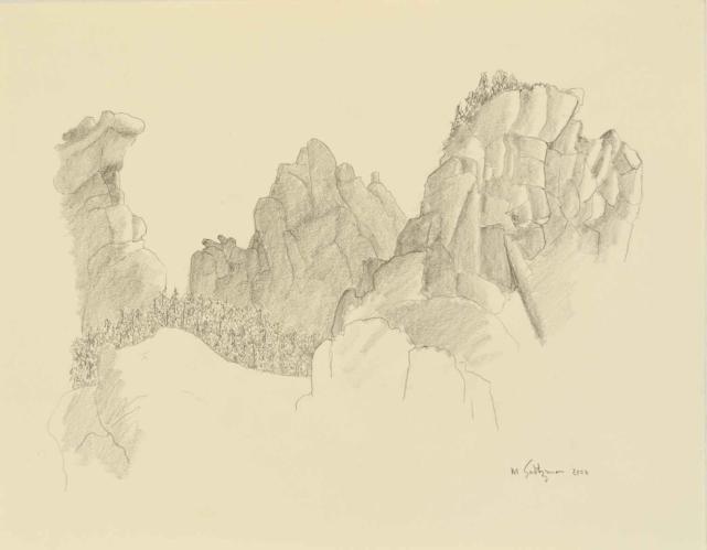 Gorge du Jonte, Drawing 7 by Marvin Saltzman