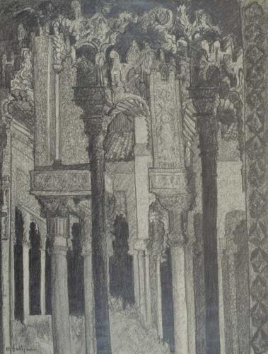 DRAWING #101 EL ALHAMBRA 1971  GRAPHITE ON PAPER by Marvin Saltzman