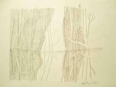 Trent River Winter 2011 - 2012, Drawing 1 by Marvin Saltzman